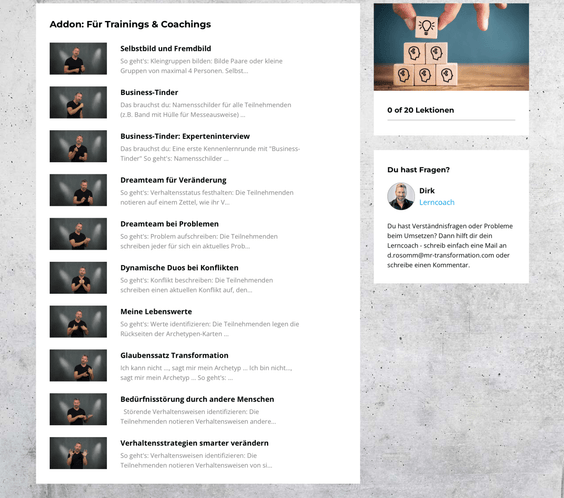 Ergänzungskurs: Trainer & Coaches - Mr. Transformation Shop