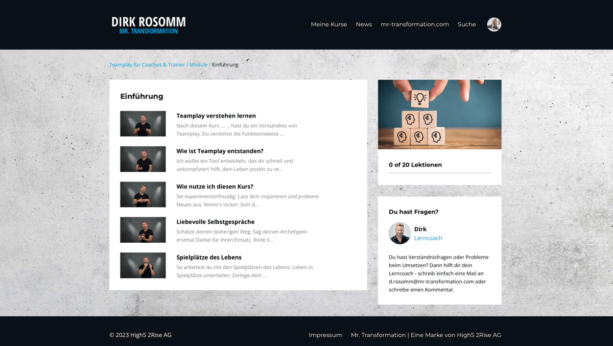 Ergänzungskurs: Trainer & Coaches - Mr. Transformation Shop