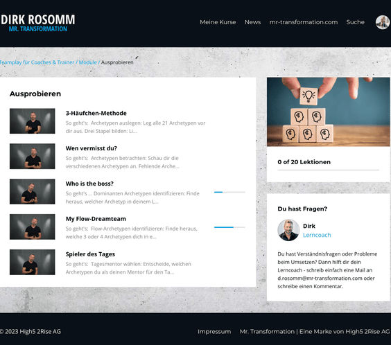 Ergänzungskurs: Trainer & Coaches - Mr. Transformation Shop
