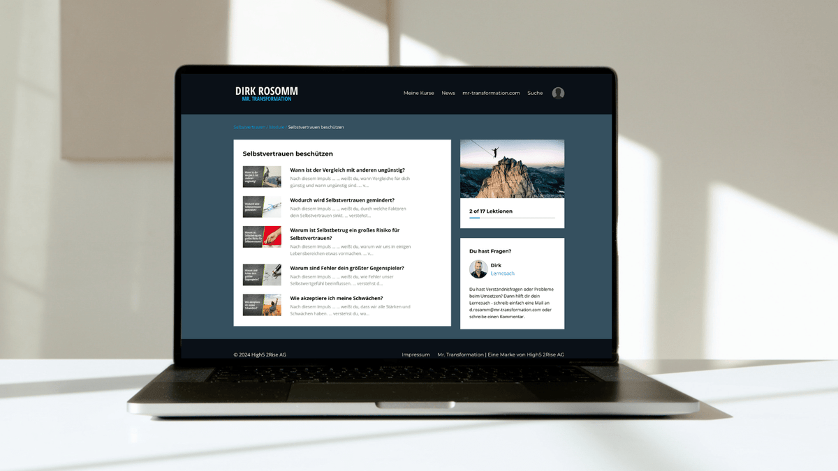 Videokurs: Selbstvertrauen - Mr. Transformation Shop